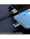 Hurtownia GSM - Kabel pleciony USAMS U78 USB-C 1.2m LED 6A Fast Charging biały/white SJ544USB02 - USA333WHT - {ean13} - Hurt