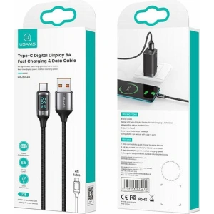 Hurtownia GSM - Kabel pleciony USAMS U78 USB-C 1.2m LED 6A Fast Charging biały/white SJ544USB02 - USA333WHT - {ean13} - Hurt