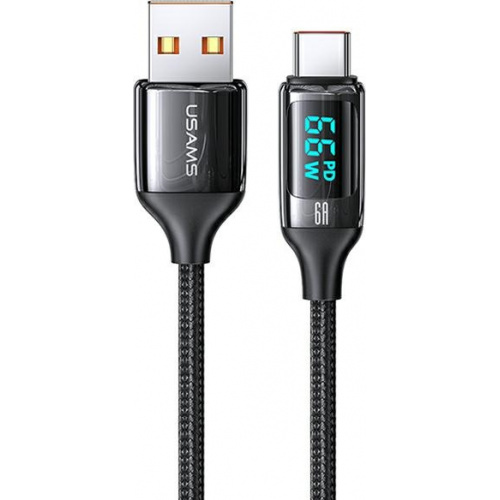 Usams Distributor - 6958444975412 - USA334BLK - USAMS Nylon Cable U78 USB-C 1.2m LED 6A Fast Charging black SJ544USB01 (US-SJ544) - B2B homescreen