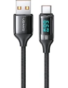 Kabel pleciony USAMS U78 USB-C 1.2m LED 6A Fast Charging czarny/black SJ544USB01