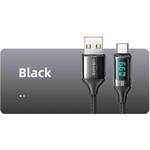Hurtownia GSM - Kabel pleciony USAMS U78 USB-C 1.2m LED 6A Fast Charging czarny/black SJ544USB01 - USA334BLK - {ean13} - Hurt