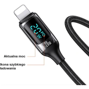 Kabel pleciony USAMS U78 USB-C na Lightning LED 1.2m 20W PD Fast Charge biały/white SJ545USB02
