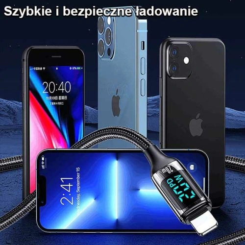 Kabel pleciony USAMS U78 USB-C na Lightning LED 1.2m 20W PD Fast Charge biały/white SJ545USB02