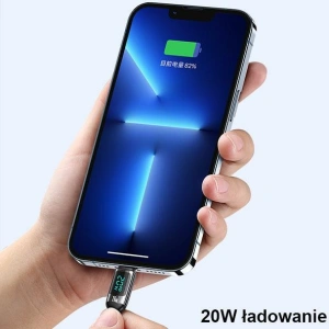 Kabel pleciony USAMS U78 USB-C na Lightning LED 1.2m 20W PD Fast Charge biały/white SJ545USB02