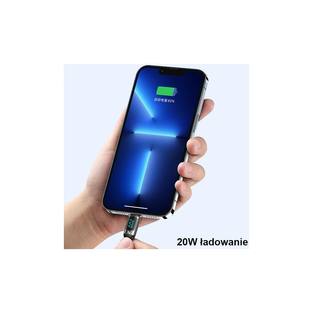 Wholesale USAMS Nylon Cable U78 USB-C - Lightning LED 1.2m 20W PD Fast Charge white SJ545USB02 (US-SJ545) - USA337WHT - {ean13} - Hurt