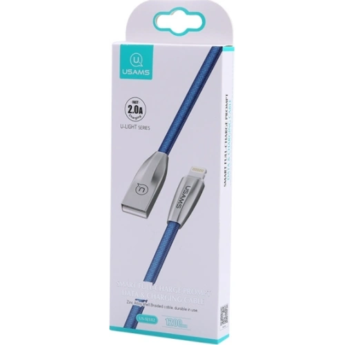Kabel pleciony USAMS U-Light Lightning niebieski/blue 1,2m IPZSUSB03