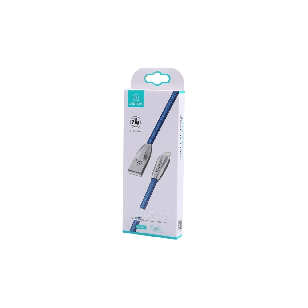 Hurtownia GSM - Kabel pleciony USAMS U-Light Lightning niebieski/blue 1,2m IPZSUSB03 - USA340BLU - {ean13} - Hurt