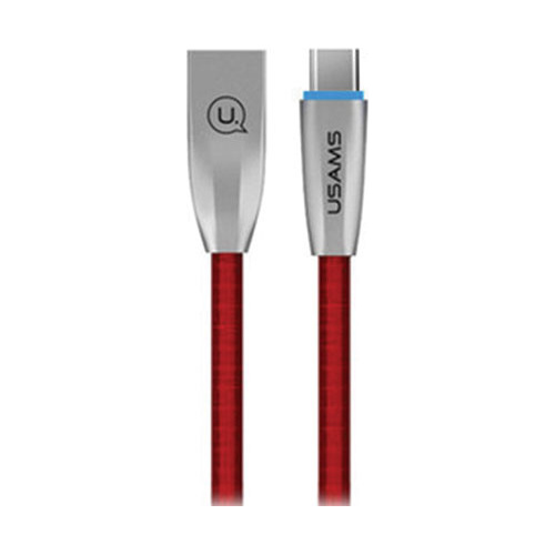 Usams Distributor - 6958444953762 - USA342RED - USAMS Nylon Cable U-Light USB-C red 1,2m TCZSUSB04 (US-SJ184) - B2B homescreen