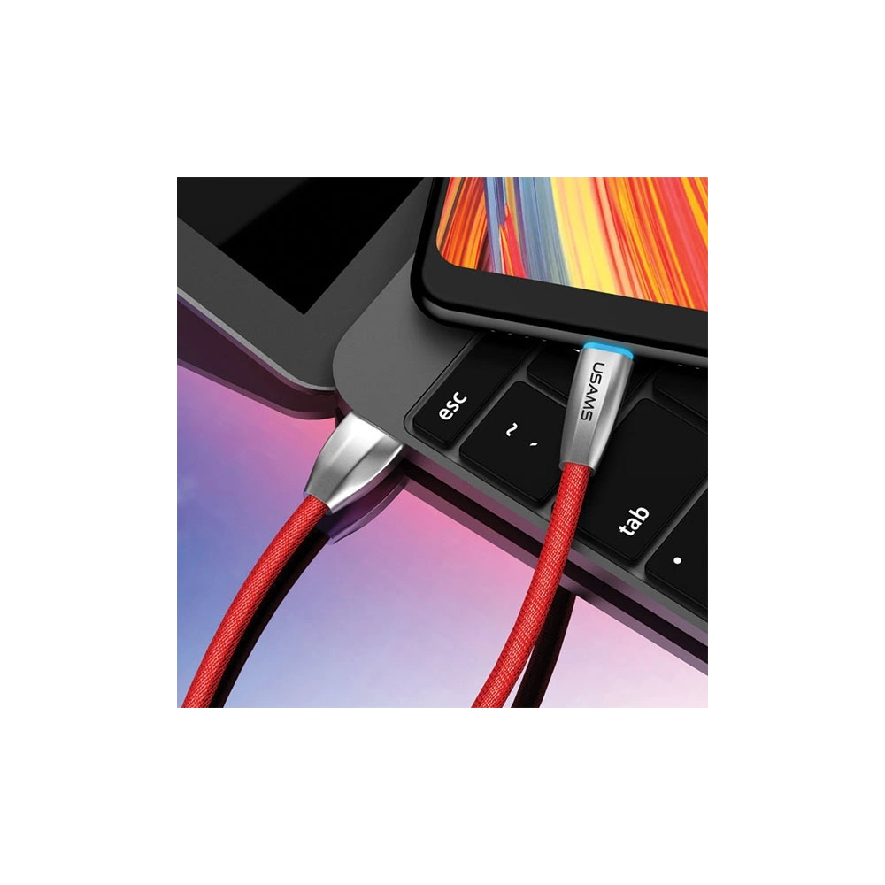 Hurtownia GSM - Kabel pleciony USAMS U-Light USB-C czerwony/red 1,2m TCZSUSB04 - USA342RED - {ean13} - Hurt
