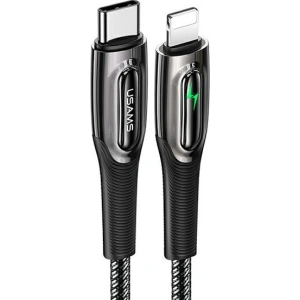 Kabel pleciony USAMS USB-C na Lightning Smart Power-off 20W PD Cable 1.2m czarny/black SJ518USB01
