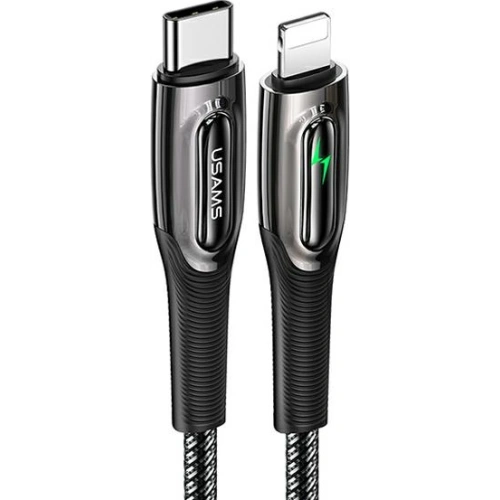 Kabel pleciony USAMS USB-C na Lightning Smart Power-off 20W PD Cable 1.2m czarny/black SJ518USB01