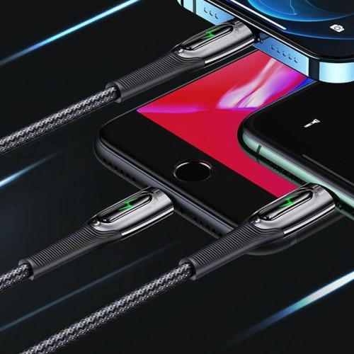 Kabel pleciony USAMS USB-C na Lightning Smart Power-off 20W PD Cable 1.2m czarny/black SJ518USB01