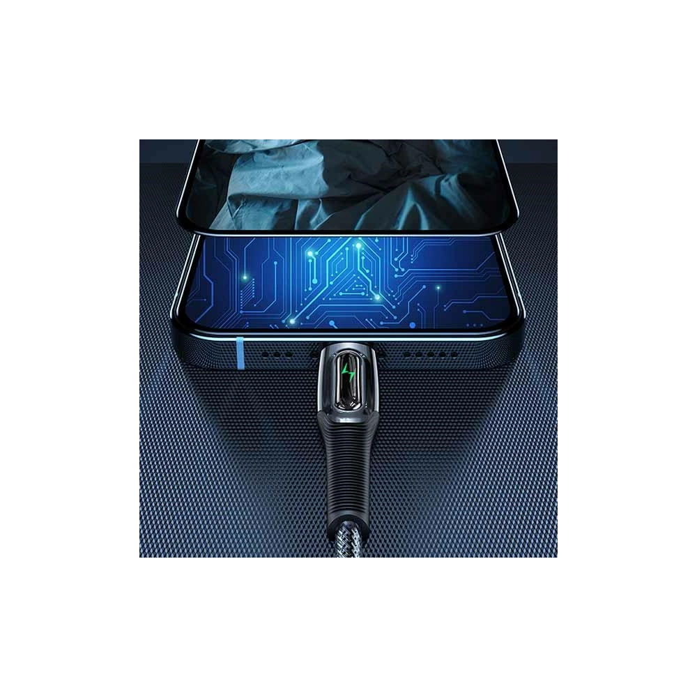 Kabel pletený USAMS USB-C na Lightning Smart Power-off 20W PD Cable 1.2m černý/black SJ518USB01