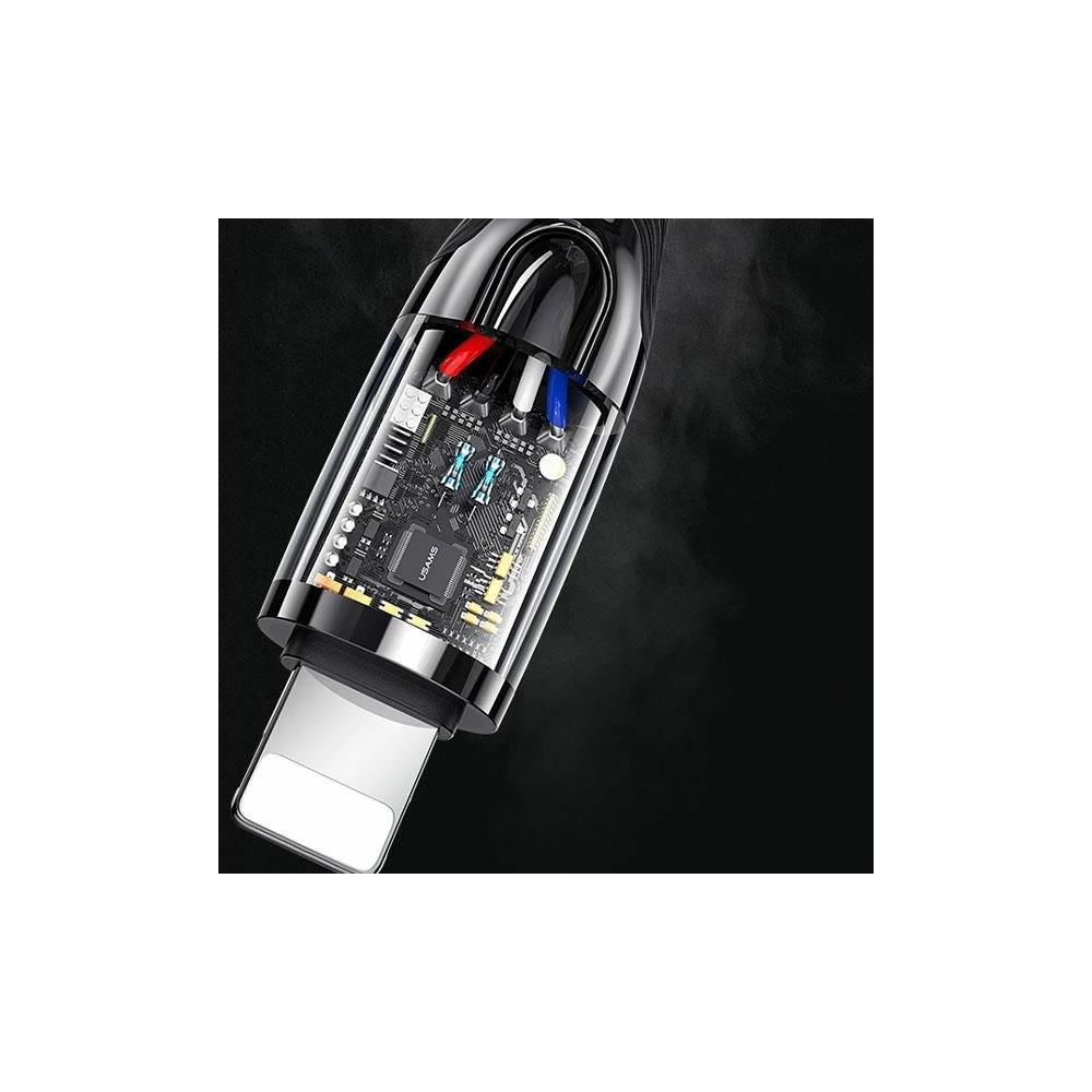 Kabel pletený USAMS USB-C na Lightning Smart Power-off 20W PD Cable 1.2m černý/black SJ518USB01