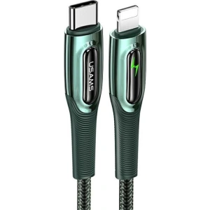 Kabel pleciony USAMS USB-C na Lightning Smart Power-off 20W PD Cable1.2m ciemny zielony/dark green SJ518USB02
