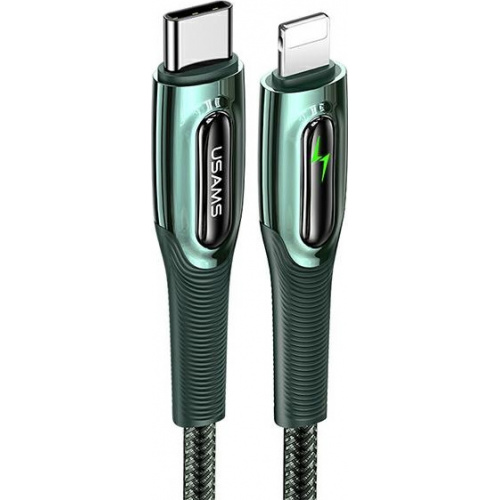 Usams Distributor - 6958444973128 - USA344GRN - USAMS Nylon Cable USB-C - Lightning Smart Power-off 20W PD Cable 1.2m dark green SJ518USB02 (US-SJ518) - B2B homescreen