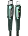 Kabel pleciony USAMS USB-C na Lightning Smart Power-off 20W PD Cable1.2m ciemny zielony/dark green SJ518USB02