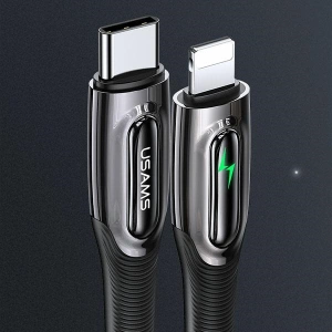 Kabel pleciony USAMS USB-C na Lightning Smart Power-off 20W PD Cable1.2m ciemny zielony/dark green SJ518USB02