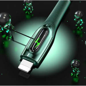 Kabel pleciony USAMS USB-C na Lightning Smart Power-off 20W PD Cable1.2m ciemny zielony/dark green SJ518USB02