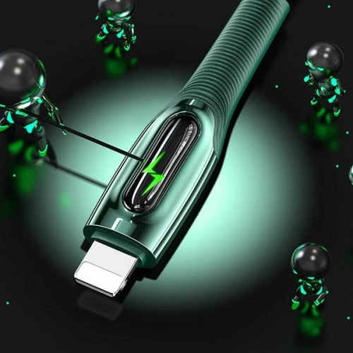 Kabel pleciony USAMS USB-C na Lightning Smart Power-off 20W PD Cable1.2m ciemny zielony/dark green SJ518USB02