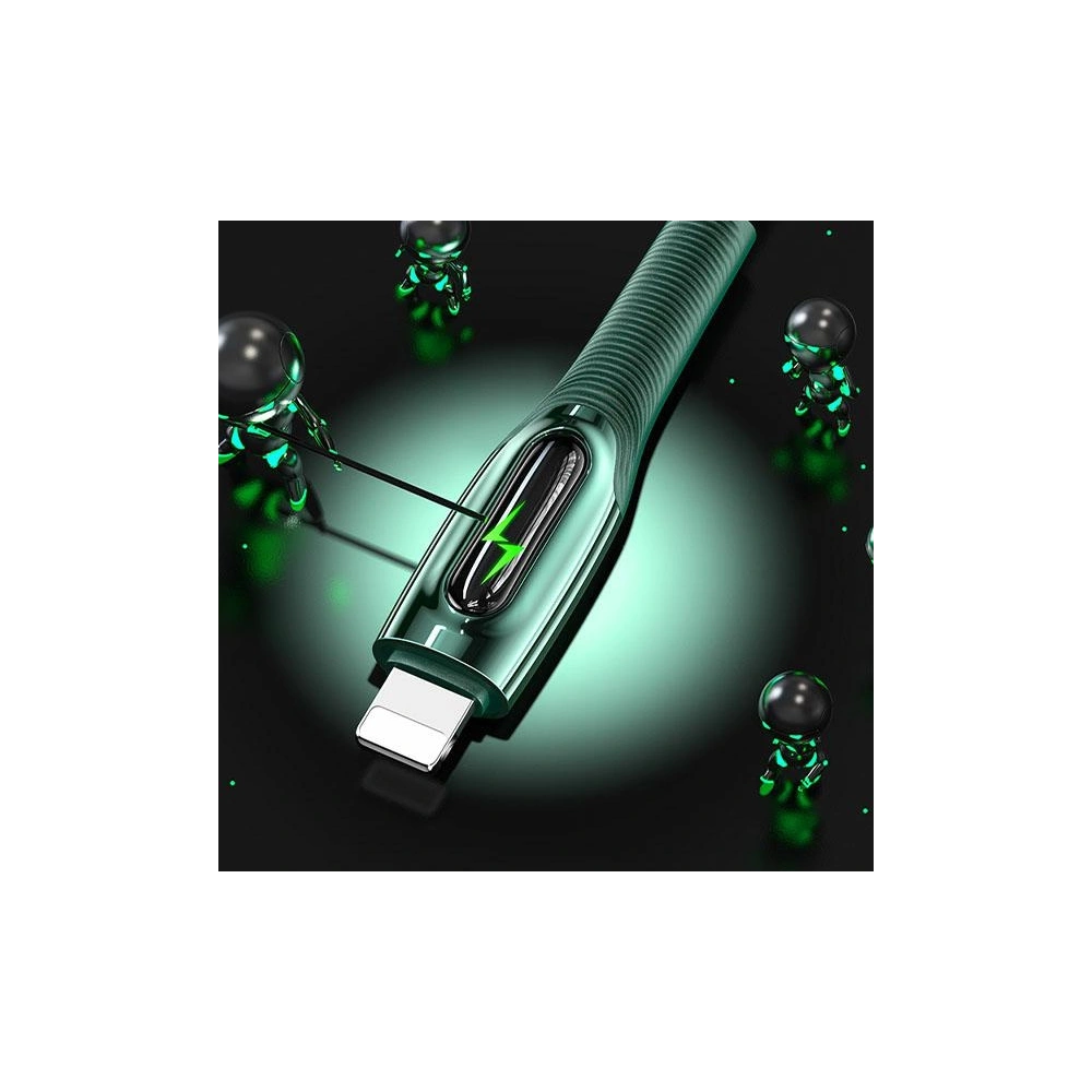 Kabel pletený USAMS USB-C na Lightning Smart Power-off 20W PD Cable1.2m tmavě zelený/dark green SJ518USB02