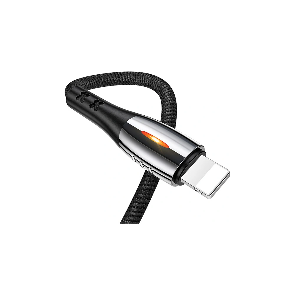 Hurtownia GSM - Kabel pleciony USAMS U-Tone lightning 1.2m Power-off 2A Fast Charging czarny/black SJ344USB01 - USA346BLK - {ean13} - Hurt
