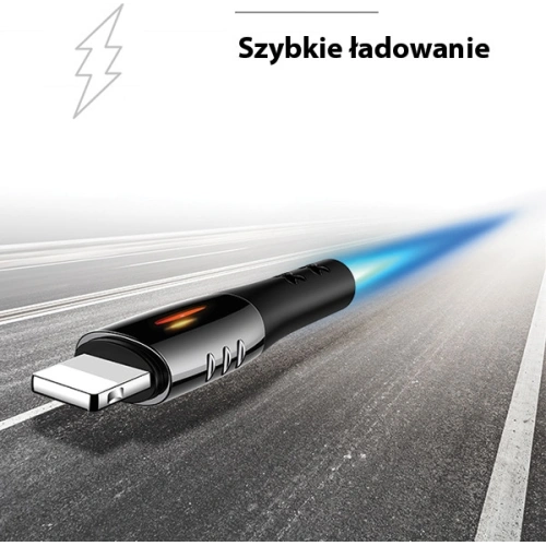 Kabel pleciony USAMS U-Tone lightning 1.2m Power-off 2A Fast Charging czarny/black SJ344USB01