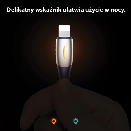 Kabel pleciony USAMS U-Tone lightning 1.2m Power-off 2A Fast Charging czarny/black SJ344USB01