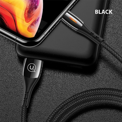 Kabel pleciony USAMS U-Tone lightning 1.2m Power-off 2A Fast Charging czarny/black SJ344USB01