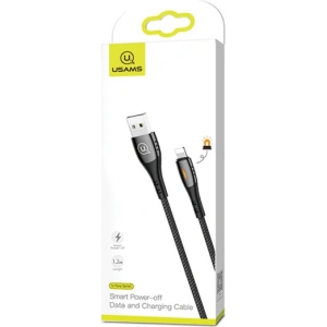 Hurtownia GSM - Kabel pleciony USAMS U-Tone lightning 1.2m Power-off 2A Fast Charging czarny/black SJ344USB01 - USA346BLK - {ean13} - Hurt