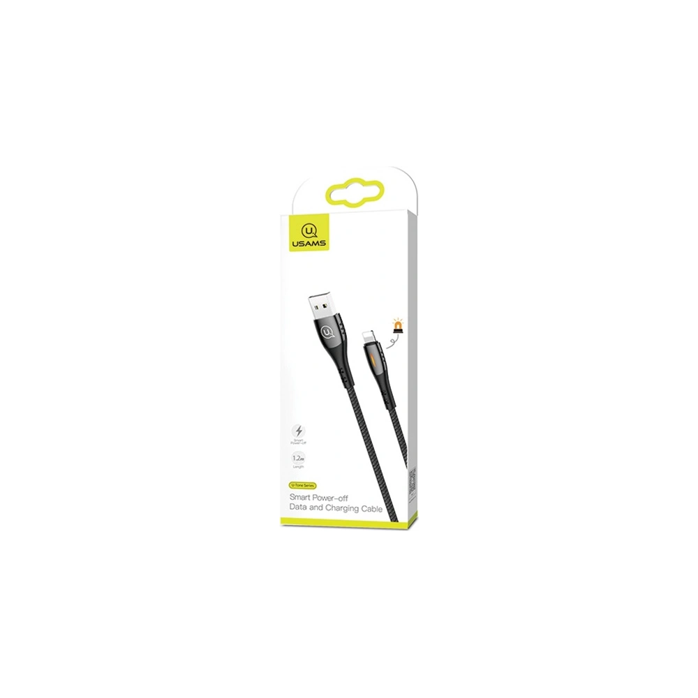 Wholesale USAMS Nylon Cable U-Tone Lightning 1.2m Power-off 2A Fast Charging black SJ344USB01 (US-SJ344) - USA346BLK - {ean13} - Hurt
