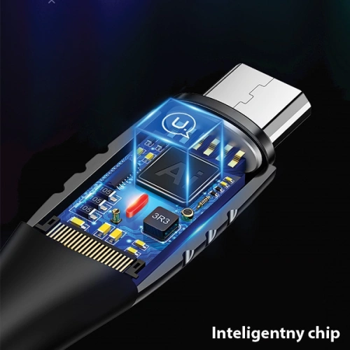 Kabel pleciony USAMS U-Tone microUSB 1.2m Power-off 2A Fast Charging czarny/black SJ346USB01