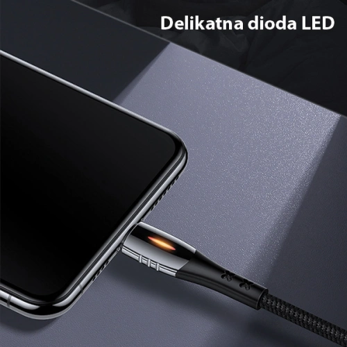 Kabel pleciony USAMS U-Tone microUSB 1.2m Power-off 2A Fast Charging czarny/black SJ346USB01