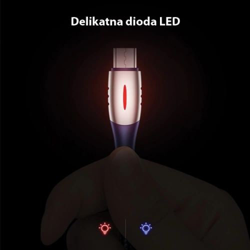 Kabel pleciony USAMS U-Tone microUSB 1.2m Power-off 2A Fast Charging czarny/black SJ346USB01