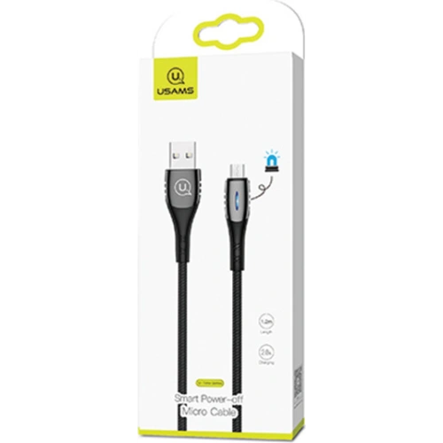 Kabel pleciony USAMS U-Tone microUSB 1.2m Power-off 2A Fast Charging czarny/black SJ346USB01