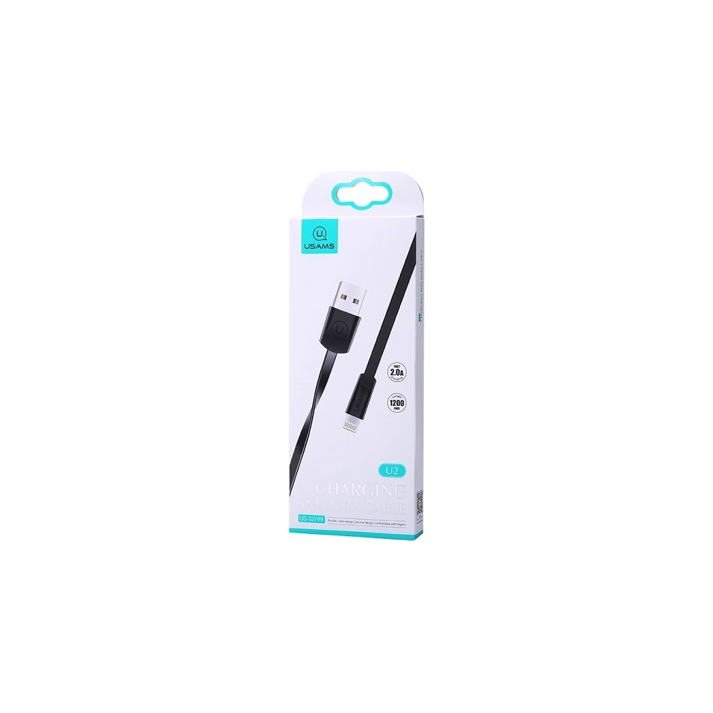 Wholesale USAMS Flat Cable U2 Lightning 1,2m black SJ199IP01 Apple iPhone 5/6/7/8/X (US-SJ199) - USA352BLK - {ean13} - Hurt