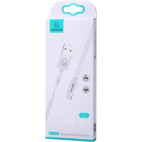 Kabel płaski USAMS U2 microUSB 1,2m biały/white SJ201MIC02
