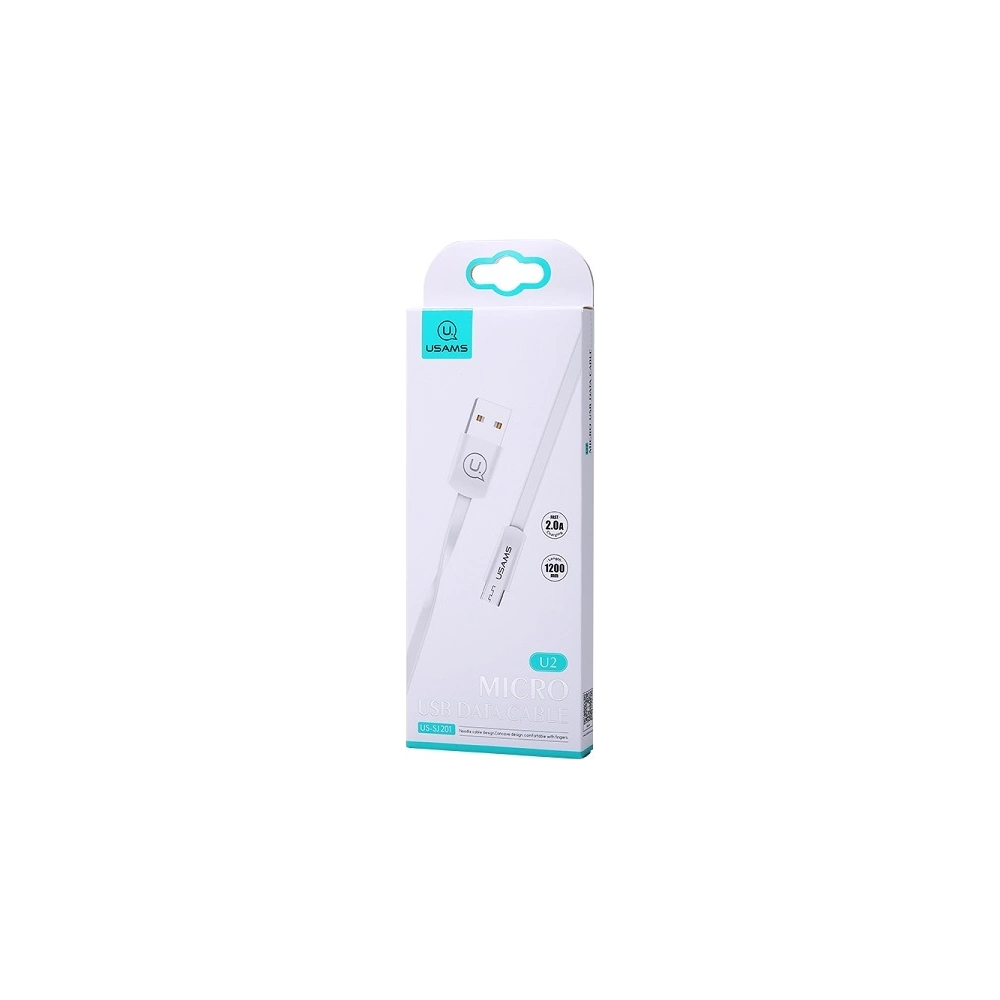 Hurtownia GSM - Kabel płaski USAMS U2 microUSB 1,2m biały/white SJ201MIC02 - USA356WHT - {ean13} - Hurt