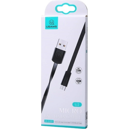 Kabel płaski USAMS U2 microUSB 1,2m czarny/black SJ201MIC01