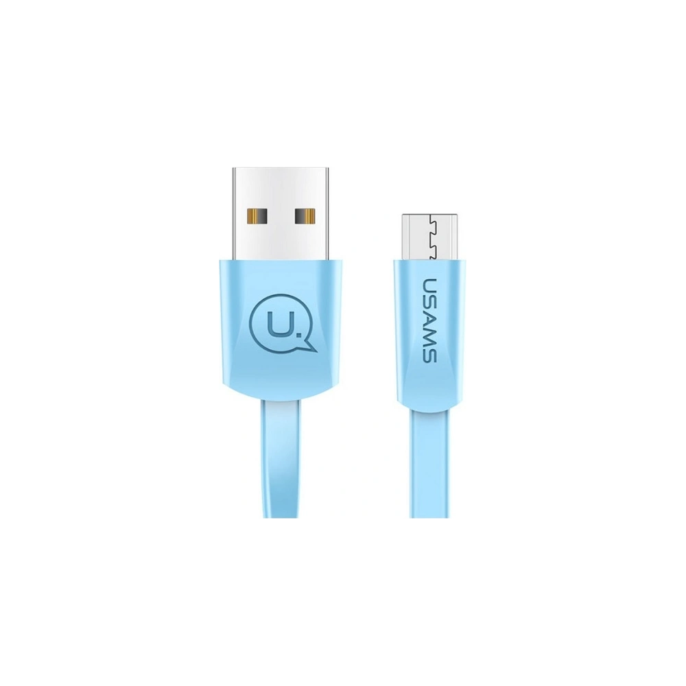 Plochý kabel USAMS U2 microUSB 1,2m modrý/SJ201MIC04