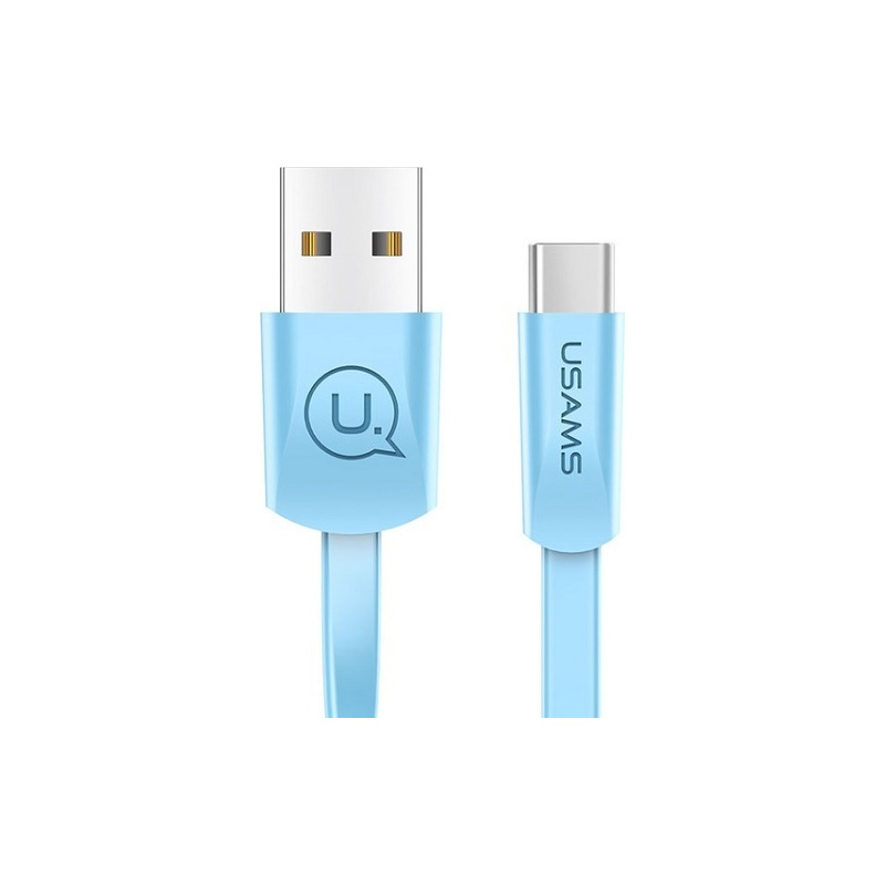 Usams Distributor - 6958444955223 - USA361BLU - USAMS Flat Cable U2 USB-C 1,2m blue SJ200TC04 (US-SJ200) - B2B homescreen