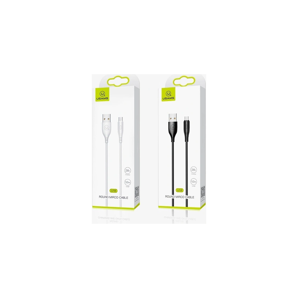 Wholesale USAMS Cable U18 microUSB 2A Fast Charge 1m black SJ268USB01 (US-SJ268) - USA371BLK - {ean13} - Hurt
