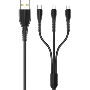 Kabel USAMS U35 3w1 1m 2A Fast Charge czarny/black (lightning/microUSB/USB-C) SJ367USB01