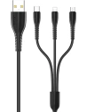 Kabel USAMS U35 3w1 1m 2A Fast Charge czarny/black (lightning/microUSB/USB-C) SJ367USB01