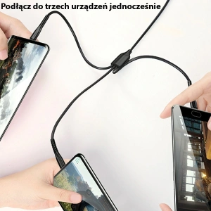 Kabel USAMS U35 3w1 1m 2A Fast Charge czarny/black (lightning/microUSB/USB-C) SJ367USB01