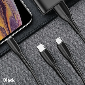 Kabel USAMS U35 3w1 1m 2A Fast Charge czarny/black (lightning/microUSB/USB-C) SJ367USB01