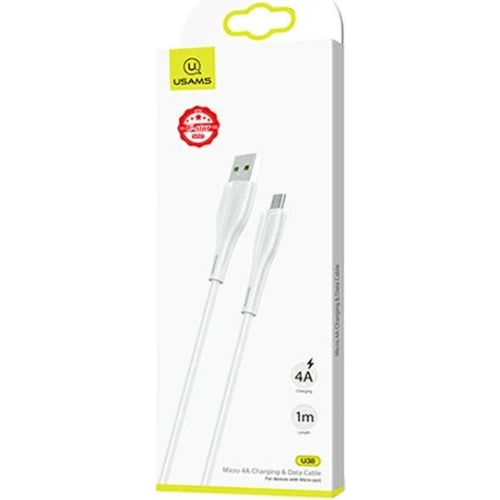 Kabel USAMS U38 microUSB 4A Fast Charge for OPPO 1m biały/white SJ375USB02
