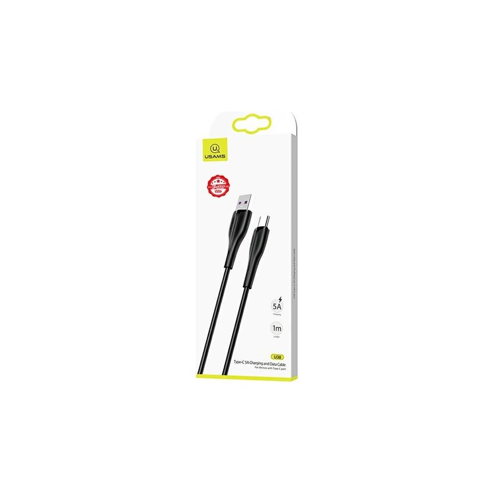 Hurtownia GSM - Kabel USAMS U38 USB-C 5A Fast Charge for OPPO/HUAWEI 1m czarny/black SJ376USB01 - USA387BLK - {ean13} - Hurt