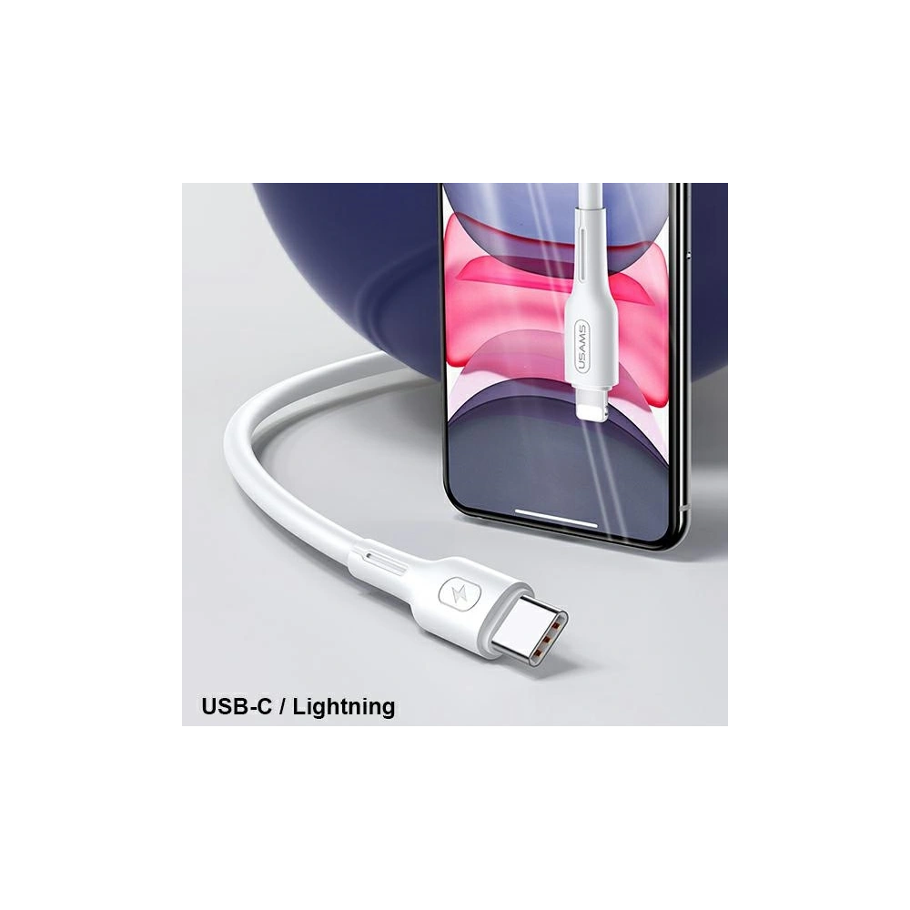 Kabel USAMS U43 USB-C na Lightning 30W PD 1.2m bílý/white SJ406USB02