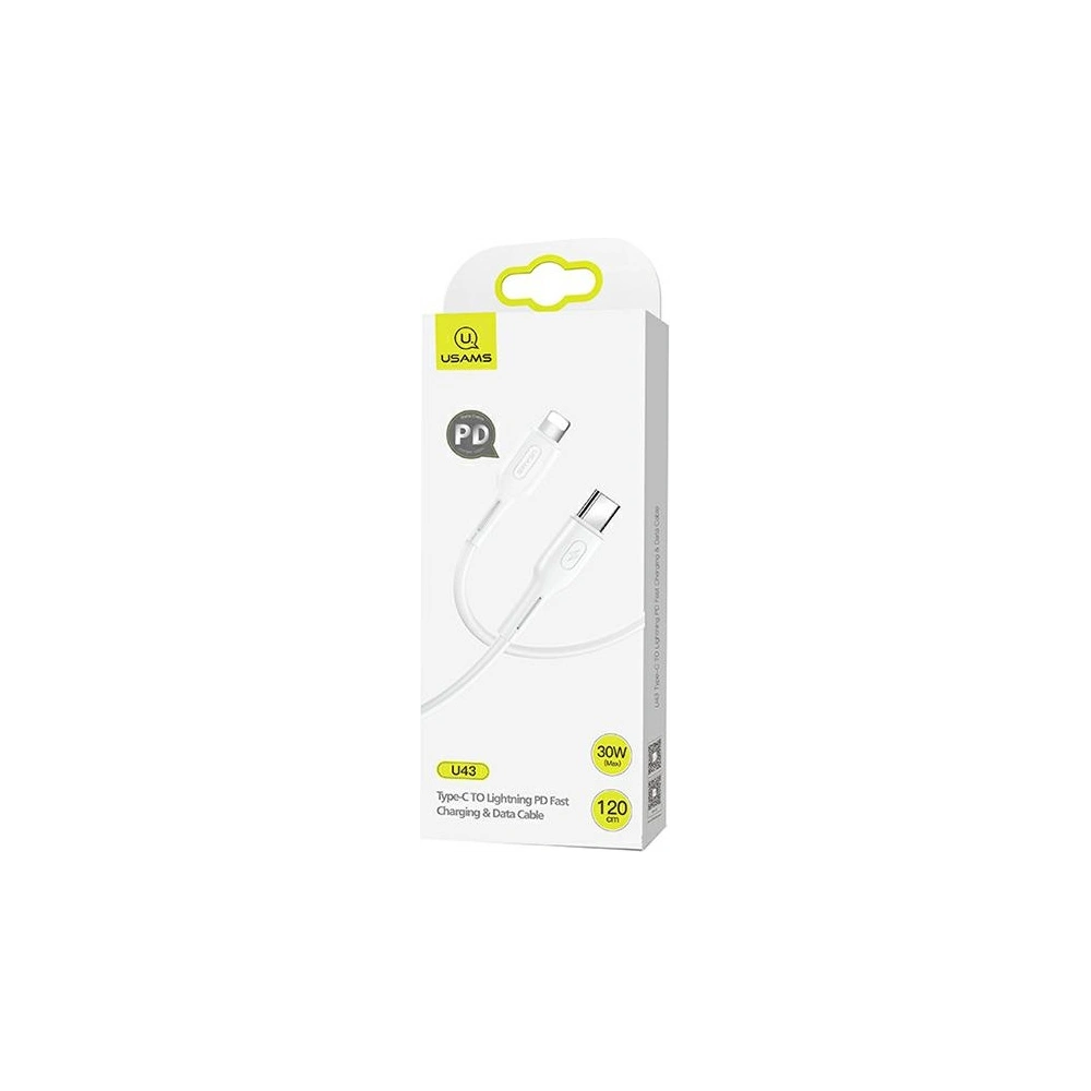Kabel USAMS U43 USB-C na Lightning 30W PD 1.2m bílý/white SJ406USB02
